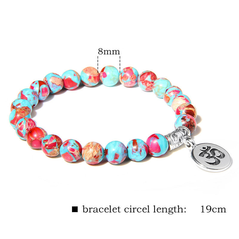 Womens Malachite Crystal Bracelet with Rhinestones Korean Design Yoga Lotus Om Charm Emperor Stone For Everyday Wear