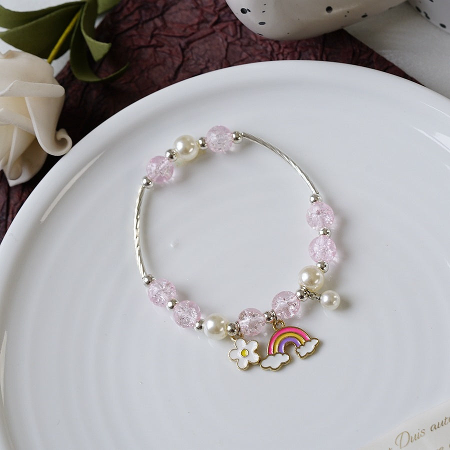 Womens Beaded Bracelet With Pearl Crystal And Alloy Animal Zodiac Charms Cartoon Adjustable Length Cute Charm