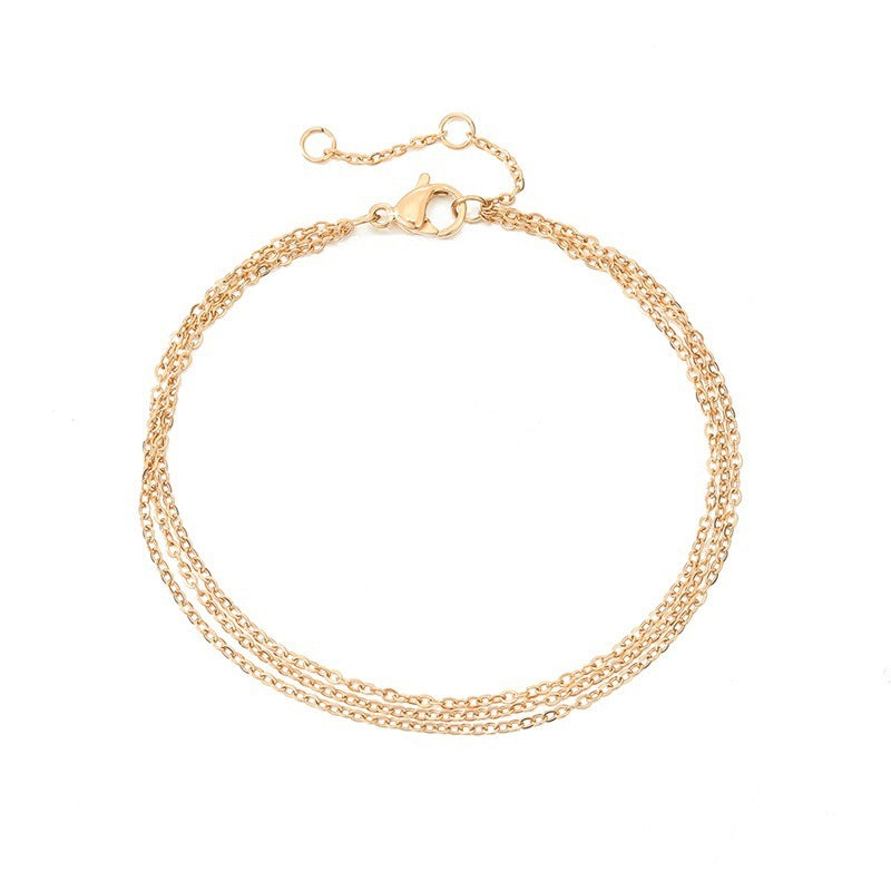 Stainless Steel Multi Layer Chain Bracelet U Shaped Design Electroplating Elegant Bracelet for Women and Girls