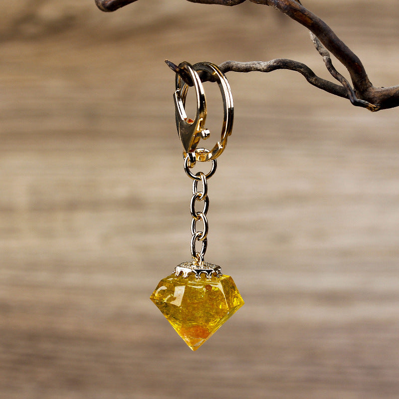 Crystal Gravel Resin Keychain Pendant Modern Design With Tapered Point Handcrafted Natural Stone Accessory Kit