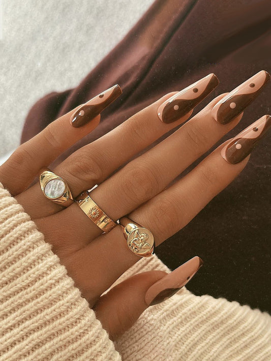 Womens Fashion Ring Set Electroplated Stackable Rings Zinc Alloy Irregular Design Gift Set Of Three Pieces Set