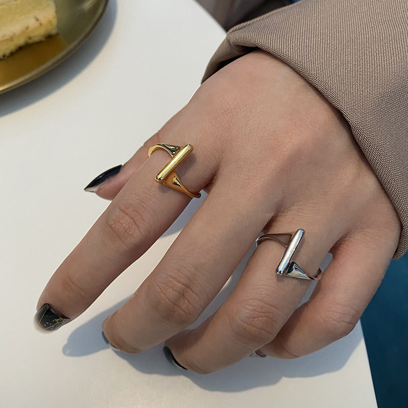 Geometric Silver Plated Womens Adjustable Ring Fashion