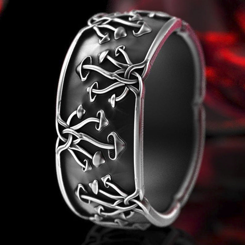 Mens Mushroom Ring Unique Geometric Design Electroplated Alloy Ring Black Fashion Accessory Statement Ring Ring