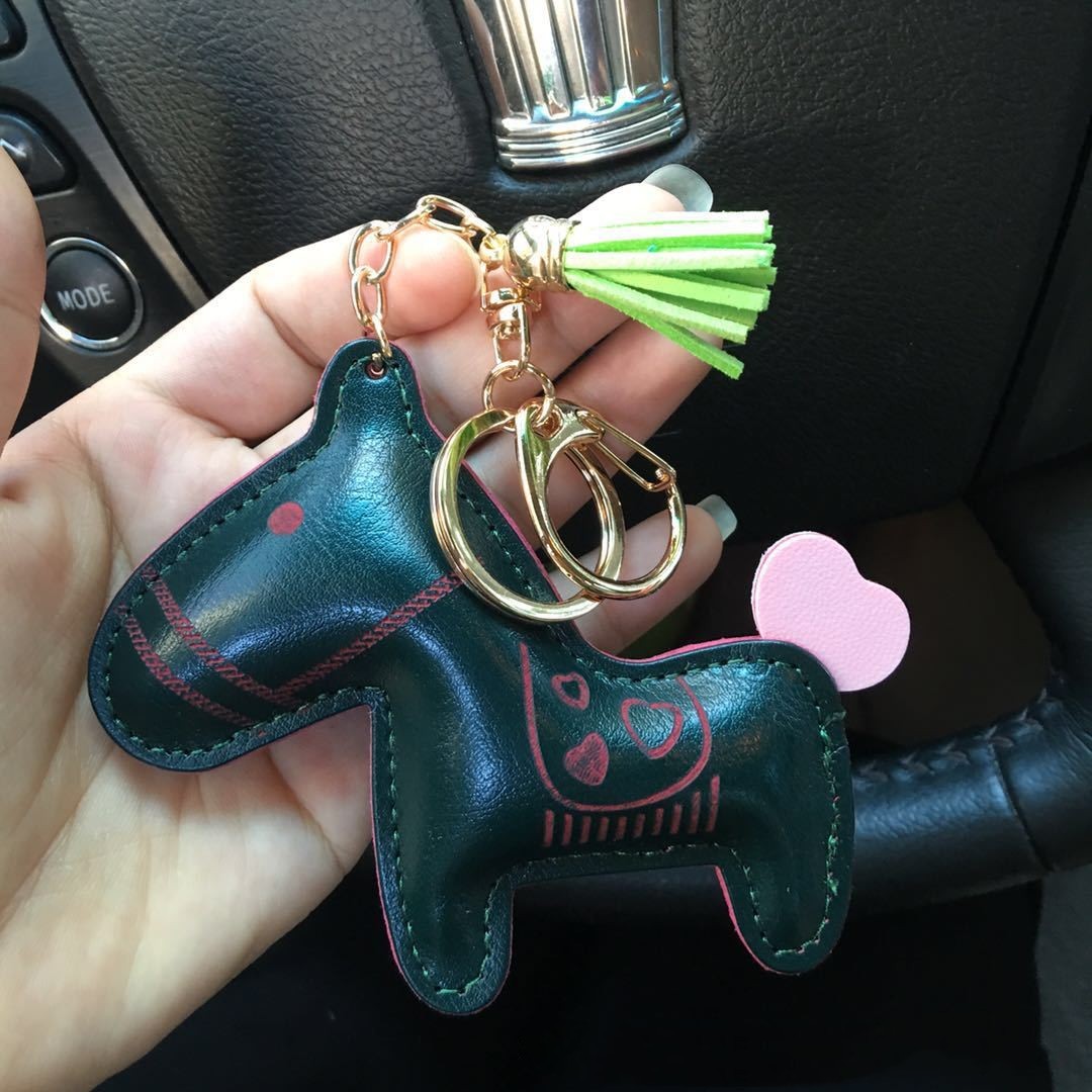 Cute Animal PU Leather Keychain Pendant for Car Keys Unisex Key Ring Decor Organization High Quality Travel Friendly