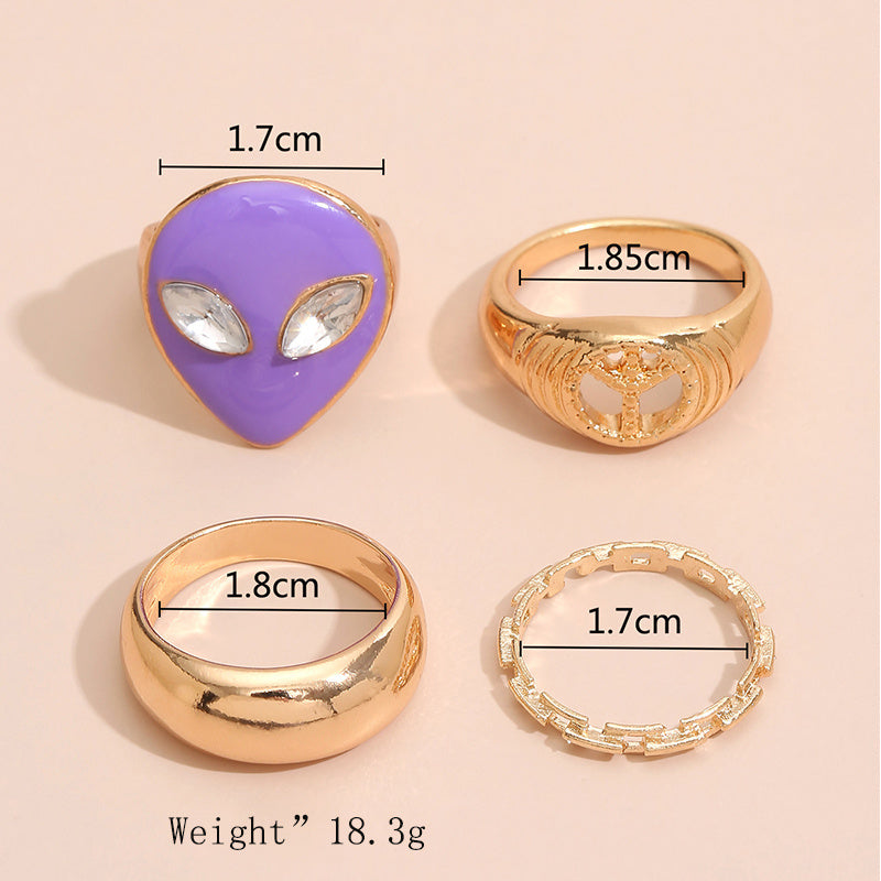 Geometric Irregular Ring Set For Women Zinc Alloy Electroplated Fashion Jewelry Gift European Style ModernLook