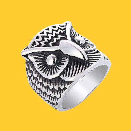 Womens Owl Ring Titanium Steel Stainless Jewelry Electroplate Durable Fashion Accessory For Everyday Wear Chic