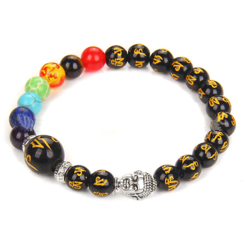 Unisex Natural Stone Seven Chakra Bracelet Geometric Design With 8mm Beads Energy Balancing Anti Fatigue Today