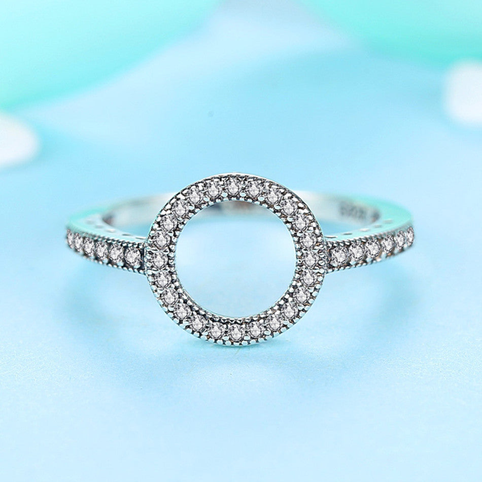 Sterling Silver Ring With Gem Inlay Electroplated Fashion Jewelry For Women Size 6 7 8 Gift For Her Silver Ring