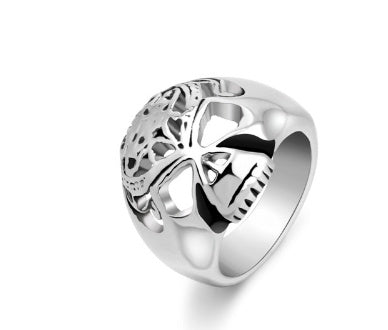 European And American Men's Titanium Steel Ghost Head Halloween Punk Ring