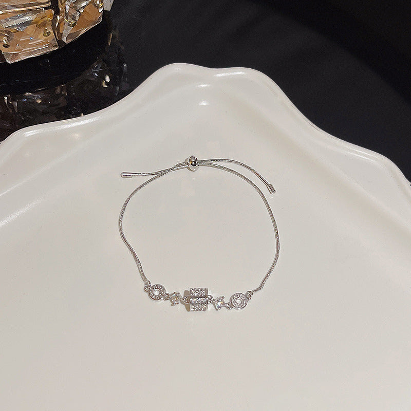 Womens Copper Bracelet With Zircon Flower Pearl Elegant Electroplated Bracelet Affordable Jewelry Gift For Her