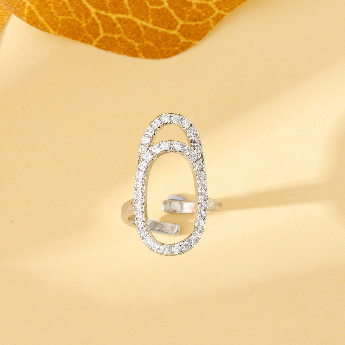 Womens Open Nail Rings Geometric Rings Diamond Embedded Copper Rings Electroplated Round Rings And Oval Rings For Women