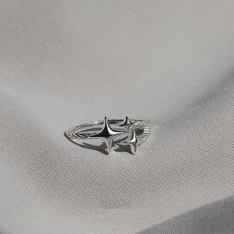 Womens Eight Pointed Star Ring Open Adjustable Alloy Electroplated Jewelry Fashion Accessory For Everyday Look