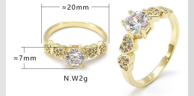 Womens Heart Shaped Copper Ring Electroplating European American Design Quality Durable Fashion Jewelry For Her