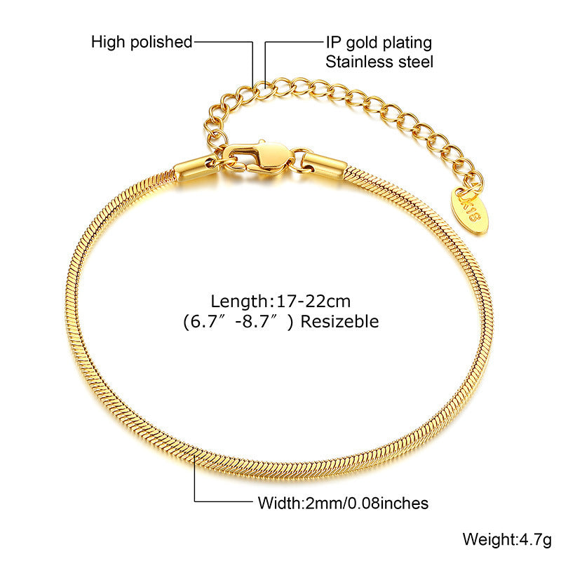 Womens Stainless Steel Bracelet 18K Gold Plated Chain Elegant Durable Jewelry Gift For Her Stainless Blade Pro