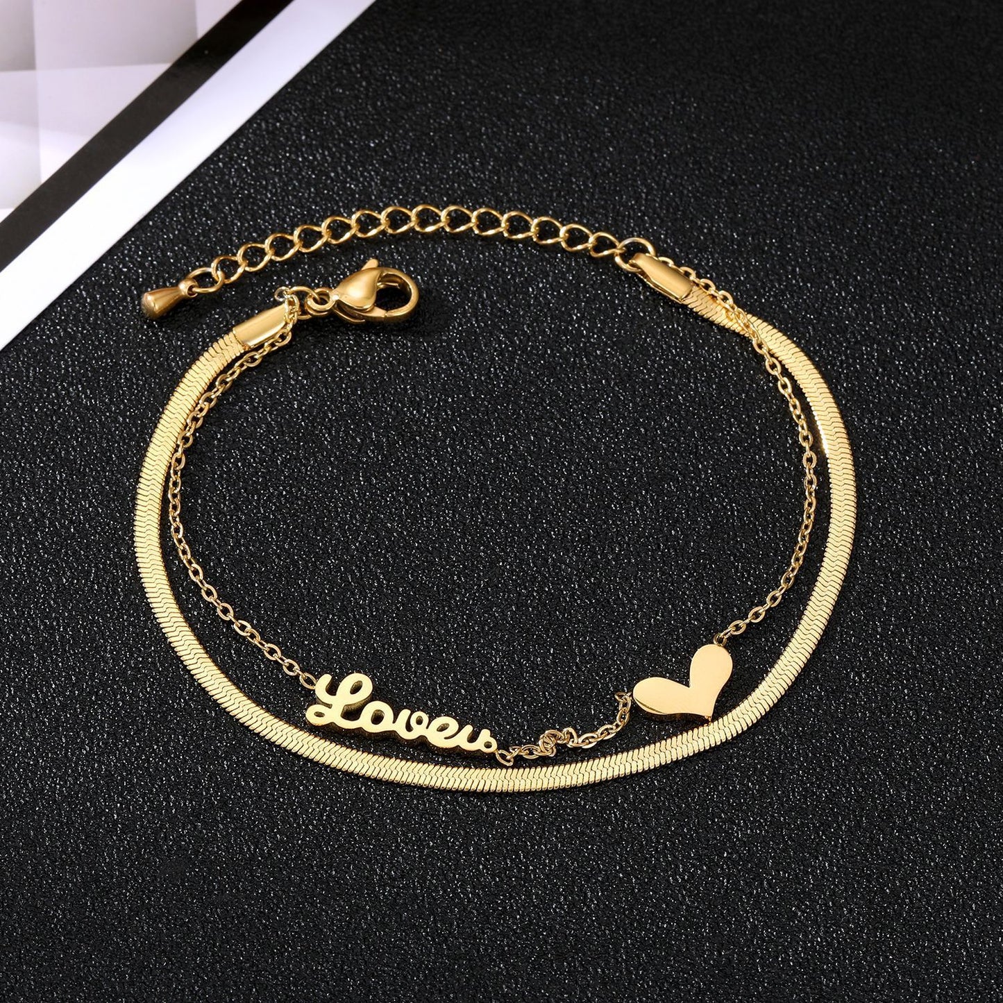 Stainless Steel Bracelet For Women Love Heart Geometric Electroplated Design Jewelry Non Fading FashionAccessory