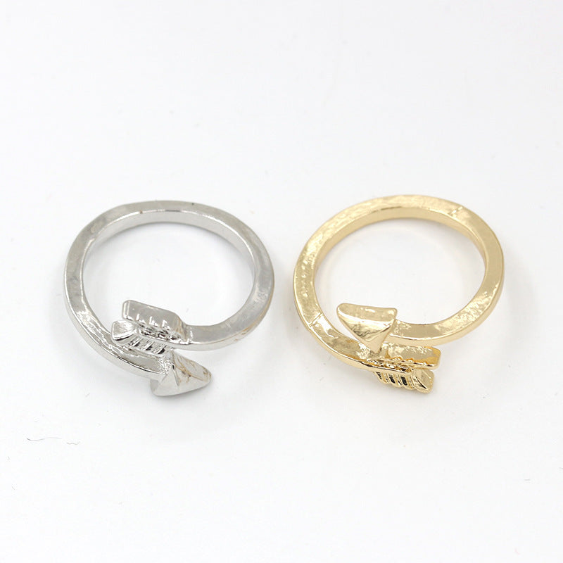 Unisex Arrow Ring Adjustable Alloy Band Fashion Ring With Simple Open Design And Electroplated Finish For Everyday Wear