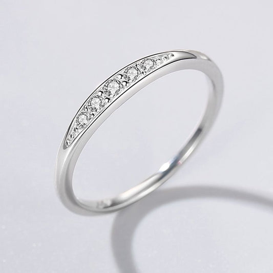 Womens Ring Diamond Studded Thin Band Ring Small Ring Versatile Ring Fashion Ring Silver Ring Womens Jewelry Gift for Her