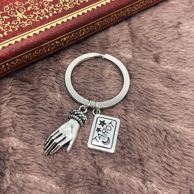 Antique Silver Halloween Keychain Pendant Spooky Season