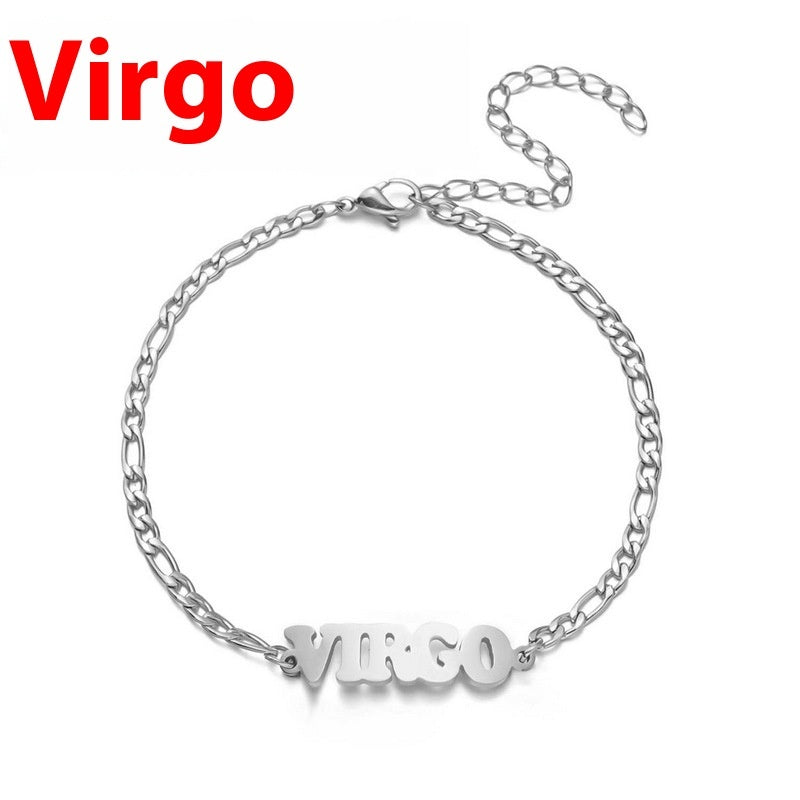Unisex Stainless Steel Zodiac Bracelet Electroplated Gold Constellation Jewelry Gemini Sign For All Daily Wear