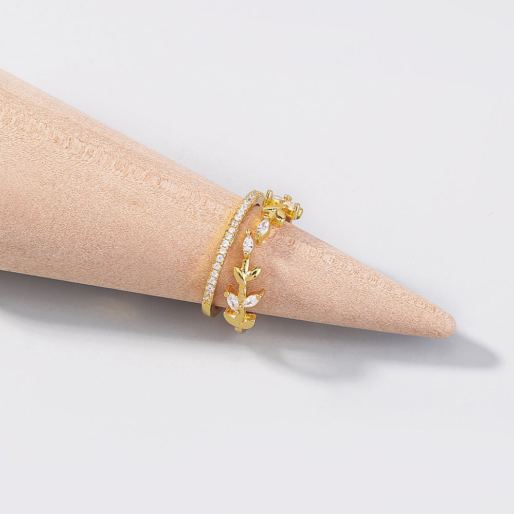 Twigs With Sparkly Zircon Adjustable Ring In Copper With Sparkling Stones Europe And America Style Sparkle Finish