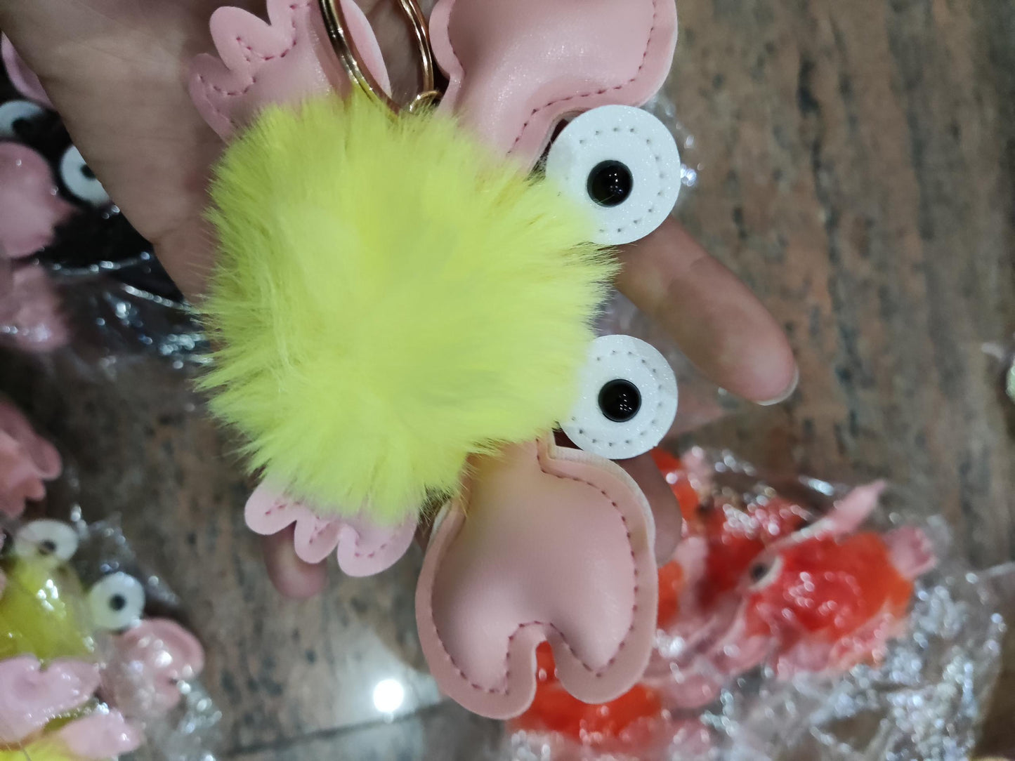 Crab Keychain Adorable Cartoon Crab Pendant Sewn Faux Leather Accessory Cute Crab Design Perfect Gift Great Gift