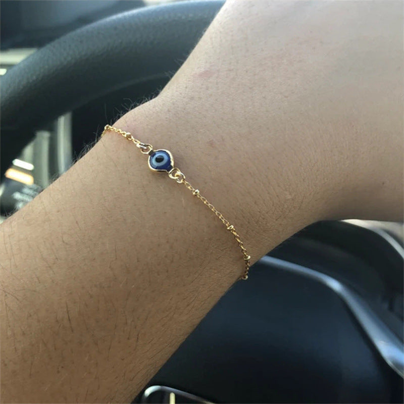 Womens Bohemian Bracelet Devils Eye Anniversary Celebration Jewelry Plated Copper Fashion Bracelet Golden Blue
