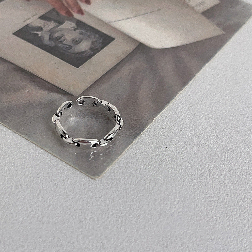 Geometric Copper Electroplated Ring for Women Silver Tone Band Simple Everyday Jewelry Gift for Her Everyday Chic