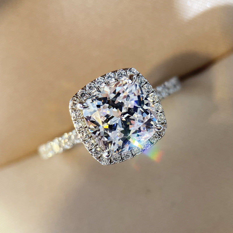 Geometric Silver Plated Copper Ring For Women Elegant Design