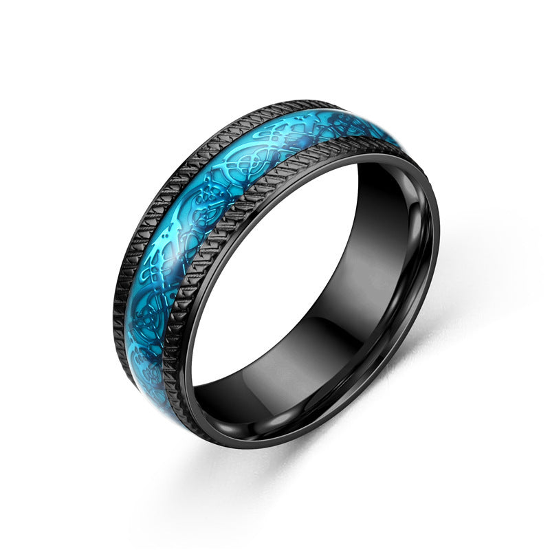 Dragon Ring Stainless Steel 8mm Band Jewelry Black And Rose Gold Finish Polished Electroplated For Men For You