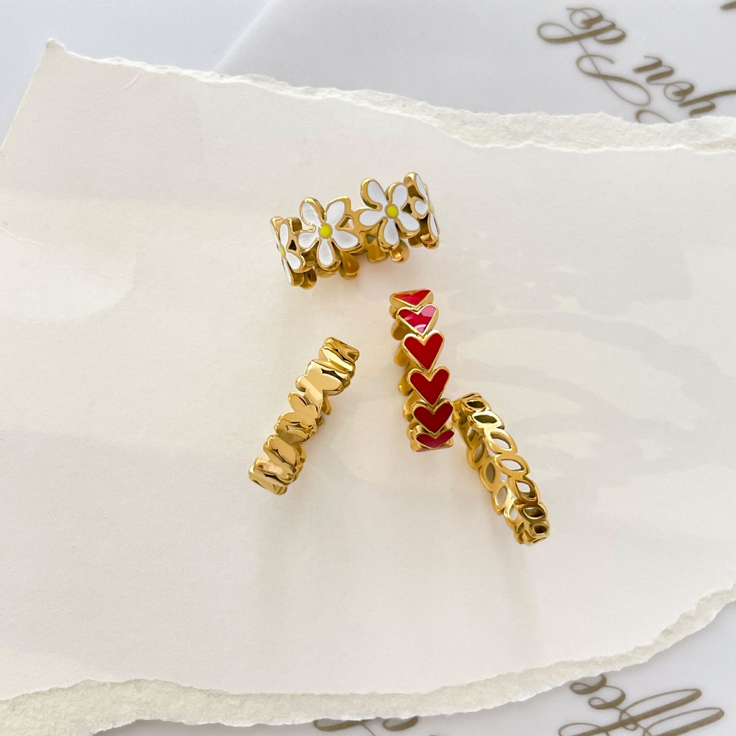 Titanium Steel Ring Butterfly Hollow Leaves Epoxy Geometric Design Fashion Jewelry Gift For Women Elegant Gift