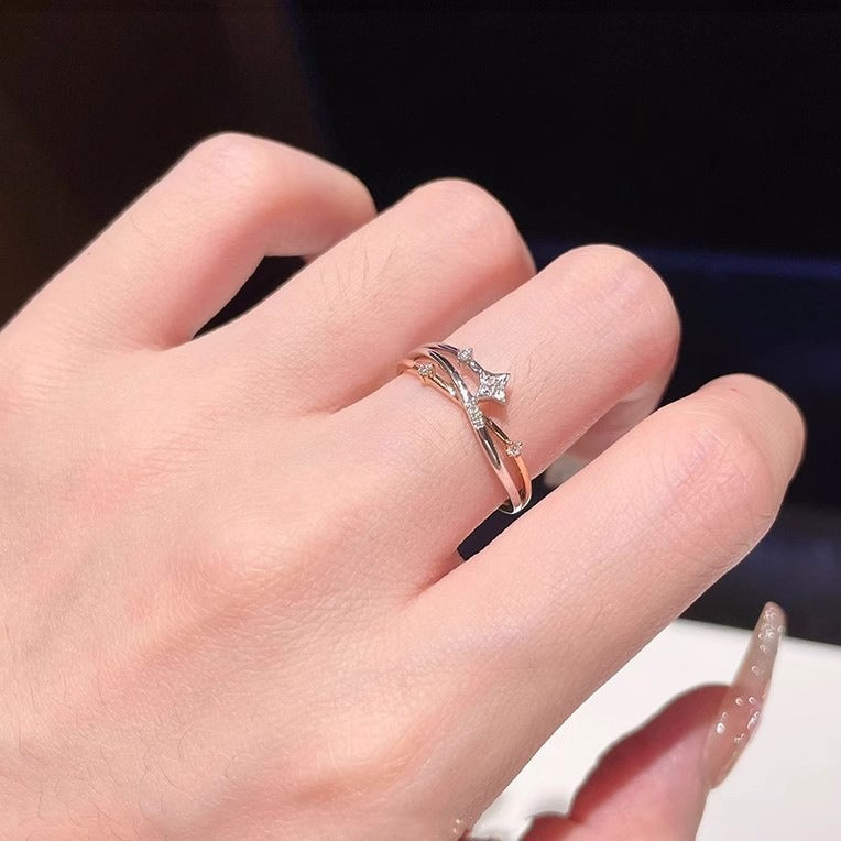 Adjustable Opening Copper Ring With Gold Points Meteor Shower Star Design Fashion Jewelry Gift for Her Sparkle