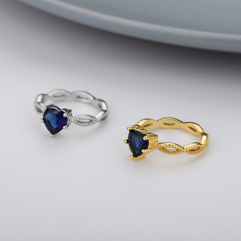 Heart Shaped Crystal Ring Copper Plated Zircon Inlay Size 7