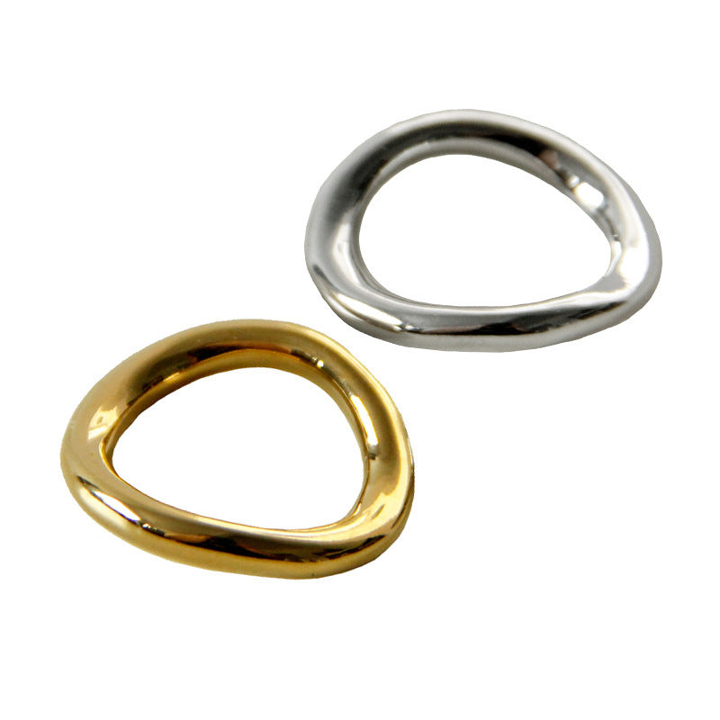 Unisex Ring Wavy Curve Geometric Alloy Metal Glossy Electroplated Fashion Jewelry Elegant Modern Durable Versatile