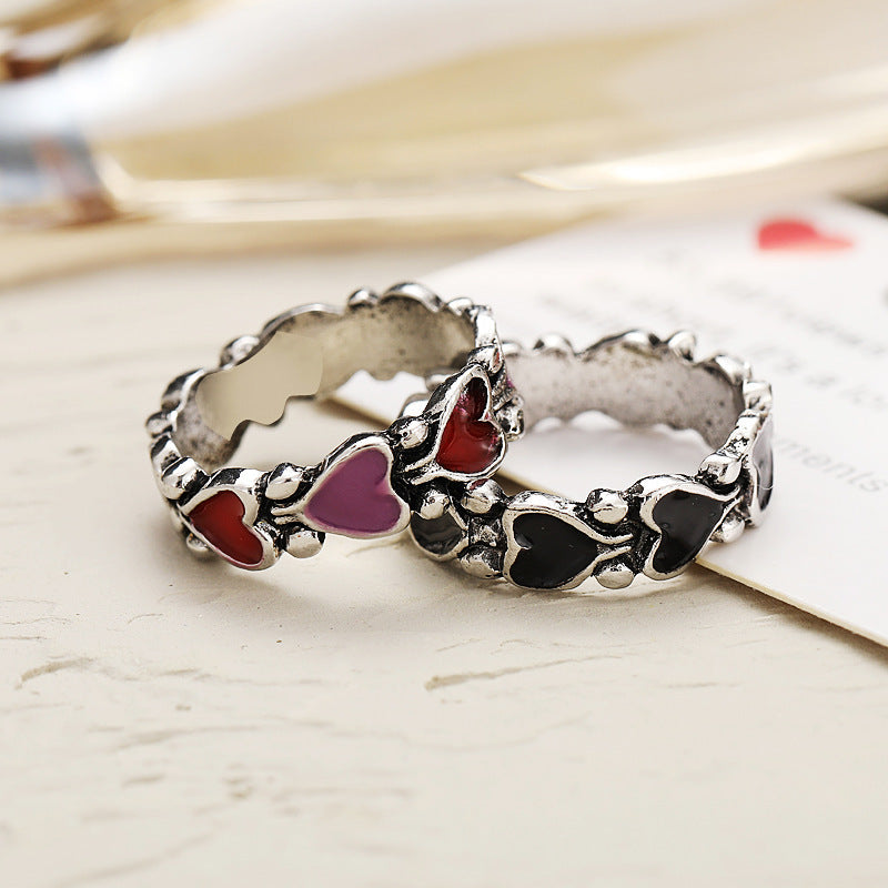 Gold Plated Heart Ring Unisex Retro European American Style Peach Heart Jewelry Individually Packed Gift Trend