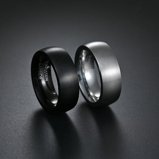 Mens Tungsten Ring Brushed Matte Finish Black Silver Minimalist Wedding Band Engagement Jewelry Sizes 8 9 10 11 12