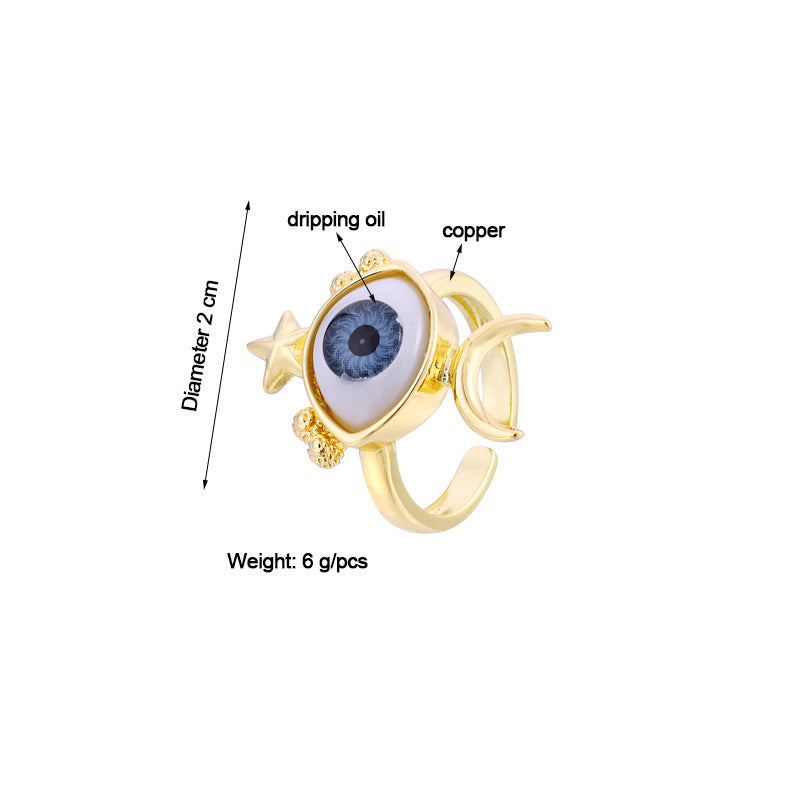 Evil Eye Ring Adjustable Vintage Geometric Dripping Oil Jewelry Gift For Men Women Durable High Quality Accessory
