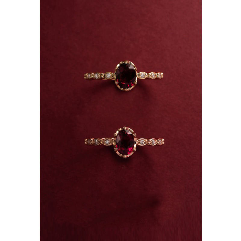 Geometrical Copper Ring With Faux Ruby And Tourmaline Inlaid Zircon Adjustable Open Design Fashion Jewelry Gift
