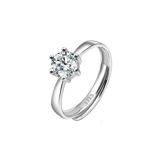 Sterling Silver Hearts Arrows Zircon Ring For Women GeometricArt Openable Adjustable Promise Rings Gifts Today