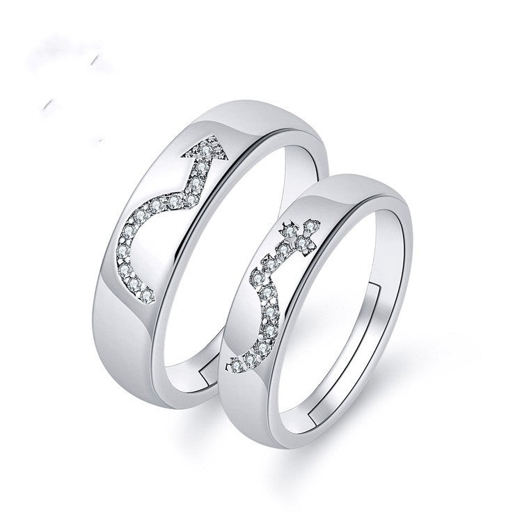 Couple Rings Korean Fashion Jewelry Gift White Copper Electroplated Open Rings Women Men Matching Promise Bands