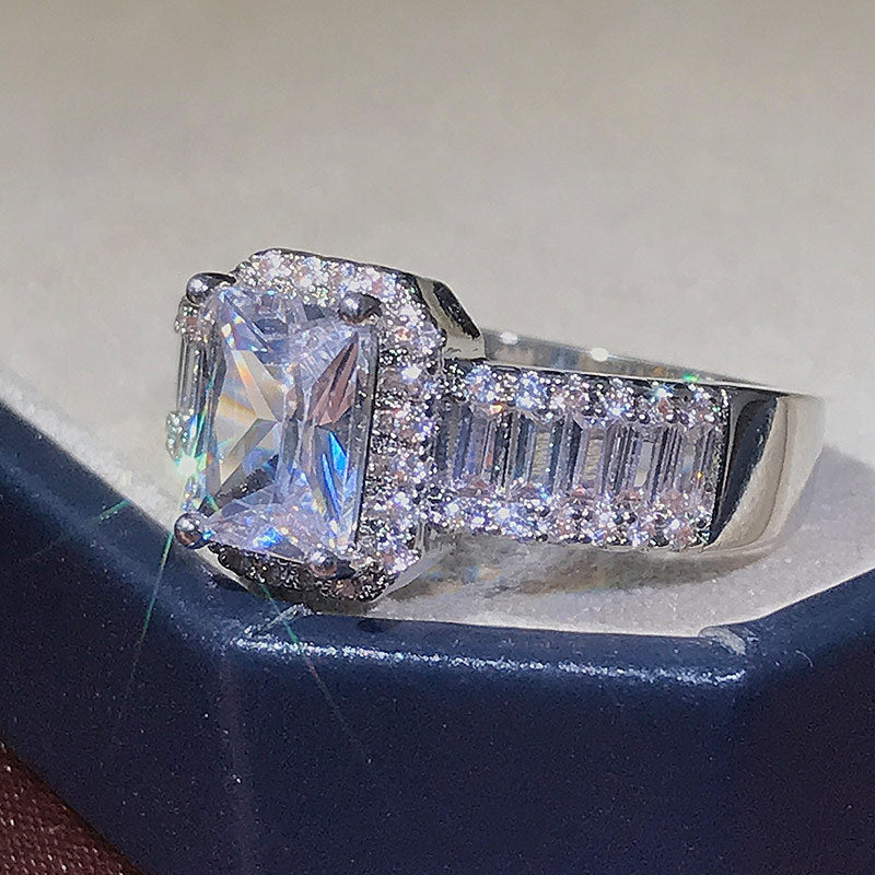 Womens Gold Plated Full Circle Zircon Ring Copper Jewelry Fashion Statement Elegant Circle Ring Everyday Style