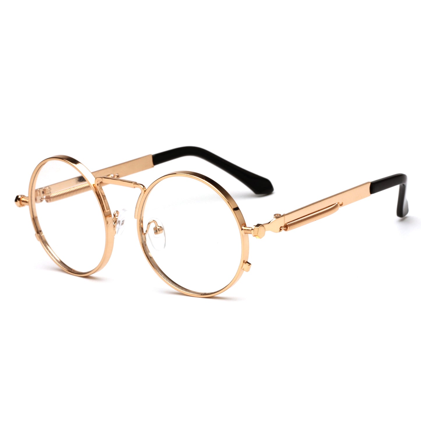 Round Sunglasses With Metal Frame Spring Design And AC Lenses For Men And Women Gray Green Black Brown Lens Choices