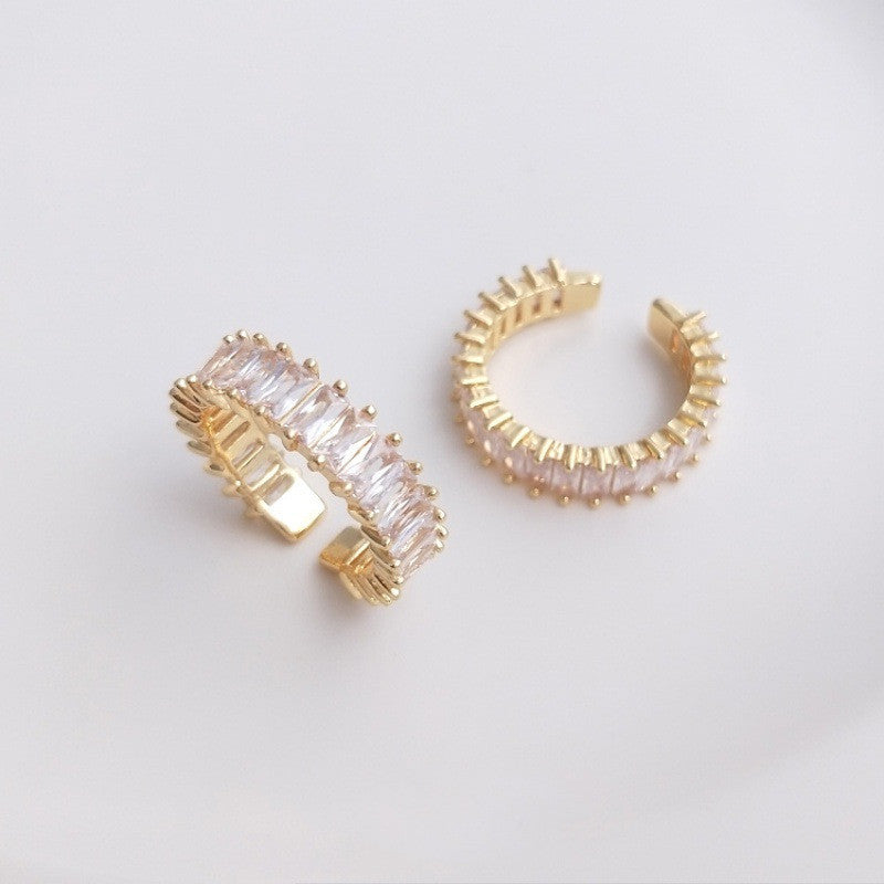 Geometric Zirconia Ring Copper Gold Tone Minimalist Fashion Jewelry For Women And Girls Elegant Gift For Women