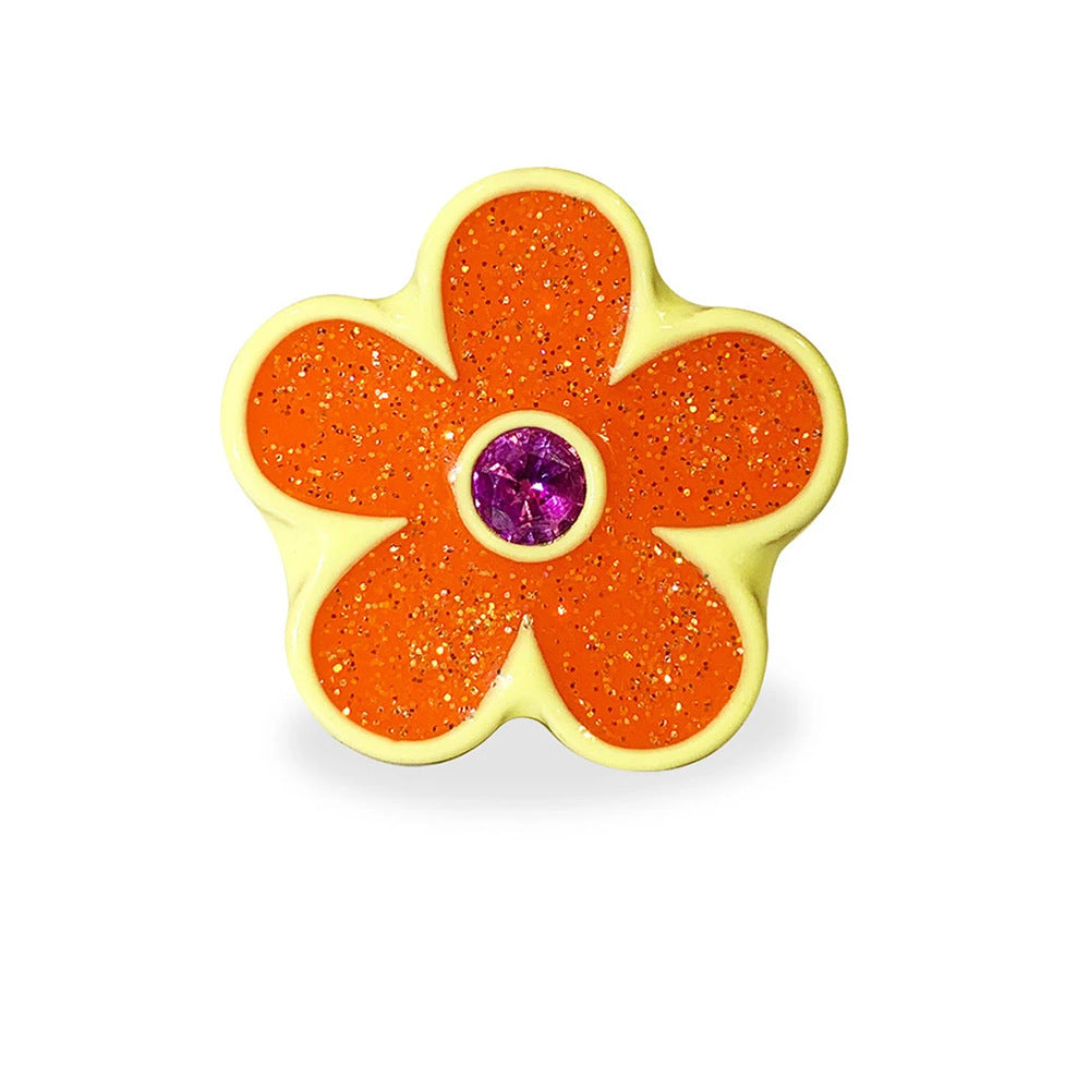 Womens Exaggerated Wreath Ring Drop Oil Metal Geometric Floral European American Inspired Fashion Jewelry Accessory