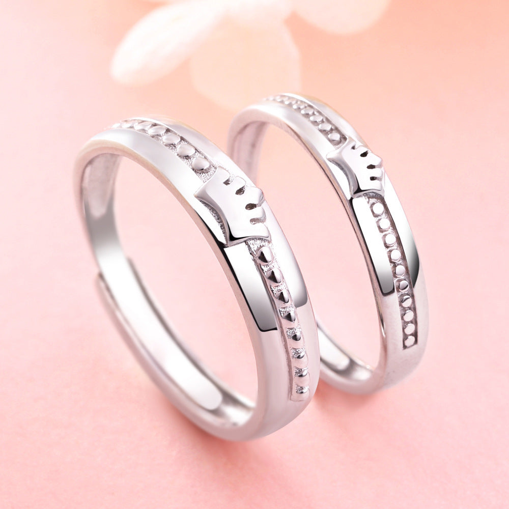 Couples Ring Set Adjustable Silver Rings For Women And Men Promise Rings Anniversary Gift Matching Rings For Couples