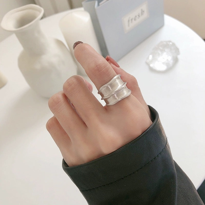 Sterling Silver Irregular Bump Matte Brushed Ring For Women