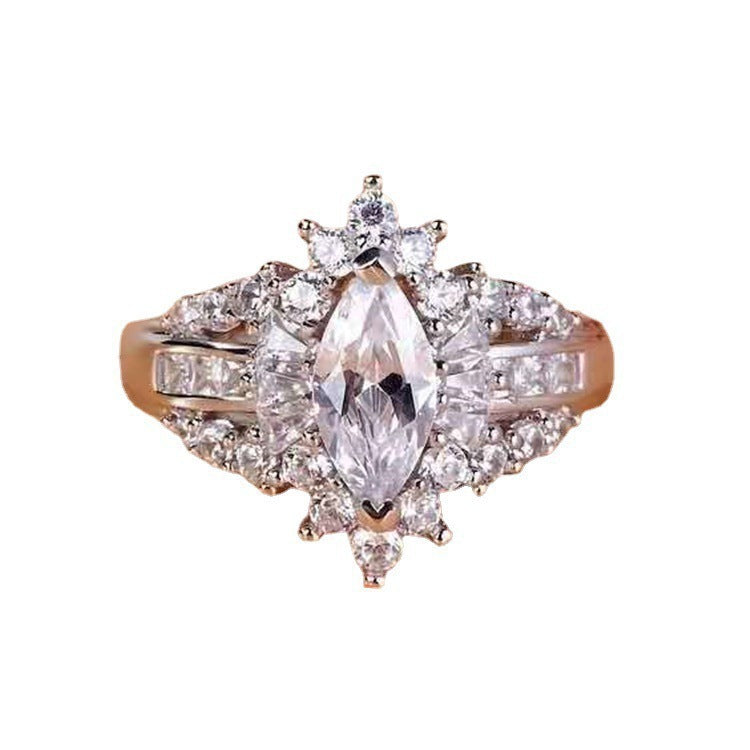 Unisex Constellation Copper Ring With Horse Eye Zircon Inlay Electroplated Three Dimensional Design For Everyday Wear