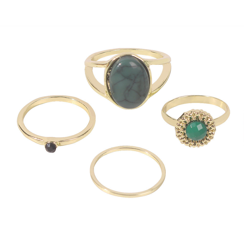 Simple Fashion Alloy Ring For Women In Gold Or Silver Tone Geometric Resin Jewelry For Everyday Style GiftIdea