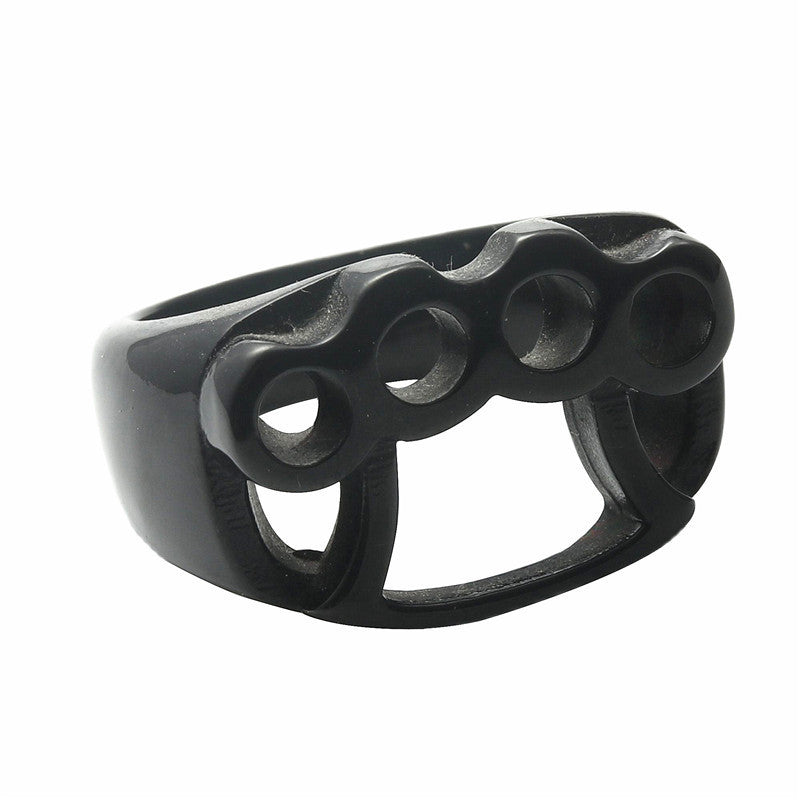 Mens Unisex Retro Punk Ring Titanium Steel Polished Round European Americans Fashion Jewelry Durable Bold Band