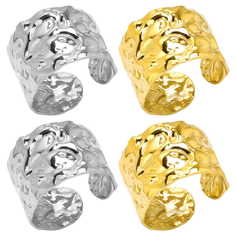 Unisex Polished 304 Stainless Steel Geometric Ring Irregular Design Durable Everyday Wear Casual Everyday Ring