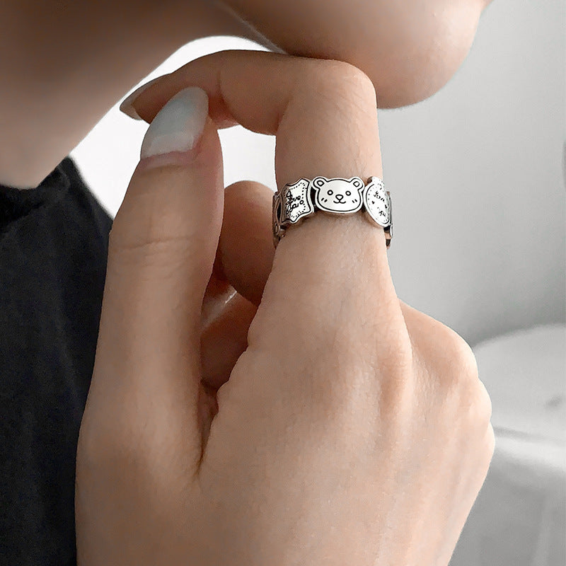 Adjustable Cartoon Character Ring Retro Punk Copper Ring For Women And Men Gift Jewelry Fashion Accessory Gift